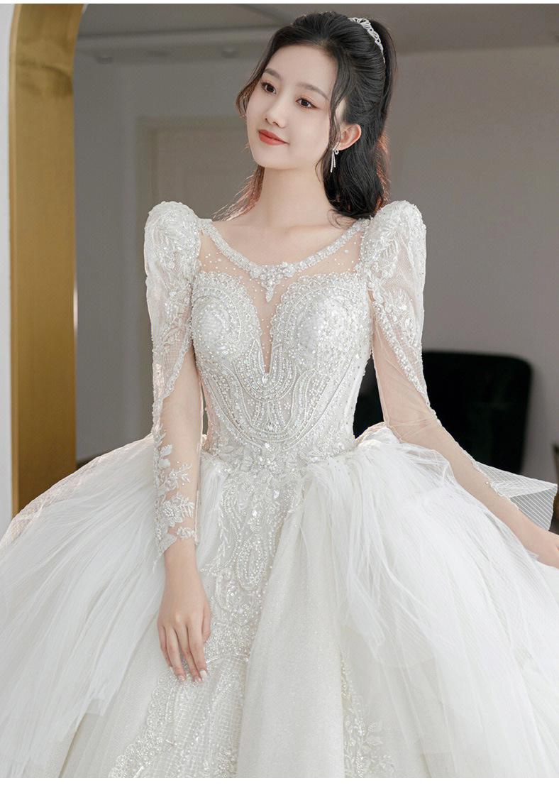Beading Wedding Dress Sexy See Through Deep V Neck Bride Dress