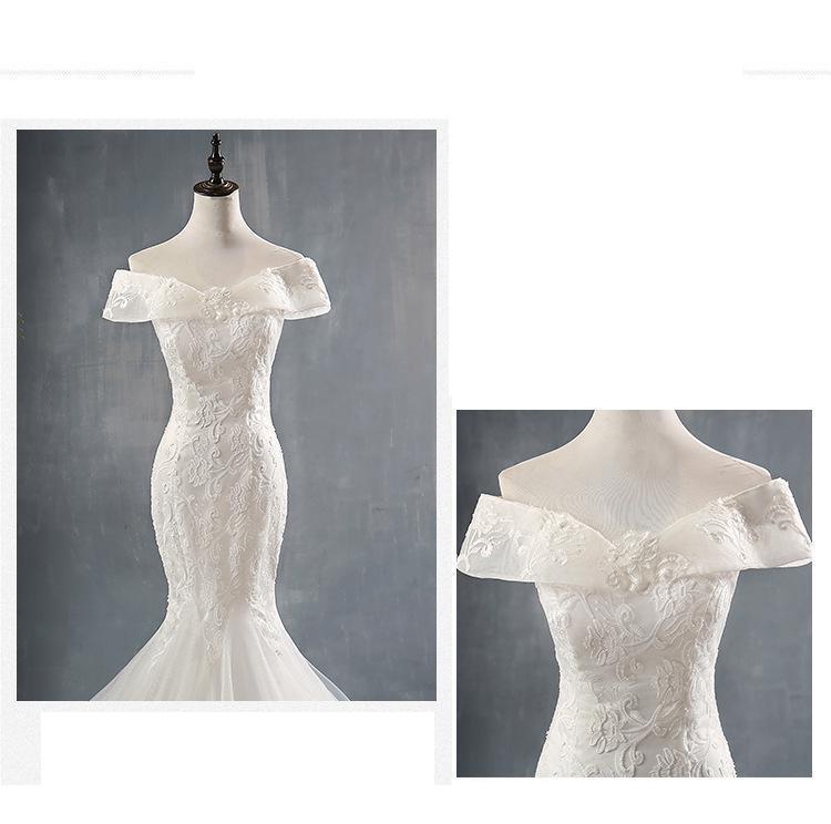 Elegant Sexy Mermaid Off The Should Lace Applique Bride Dress Custom