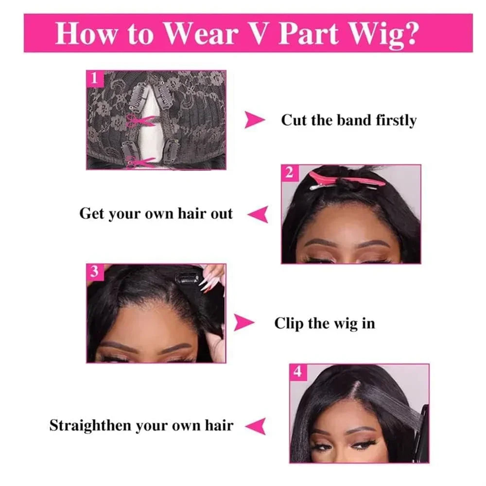 V Part Wig Human Hair No Leave Out Brazilian Straight Hair Wigs For Women U Shape Wig
