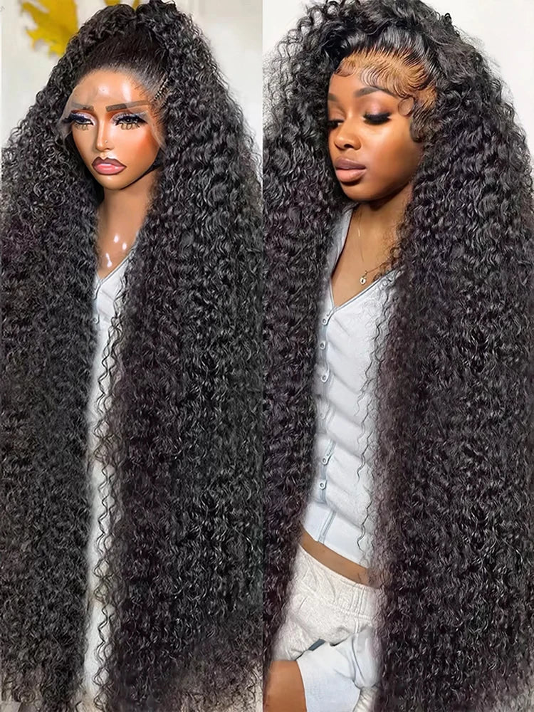 Transparent 250% Density Water Culry Human Hair 40Inch Deep Wave
