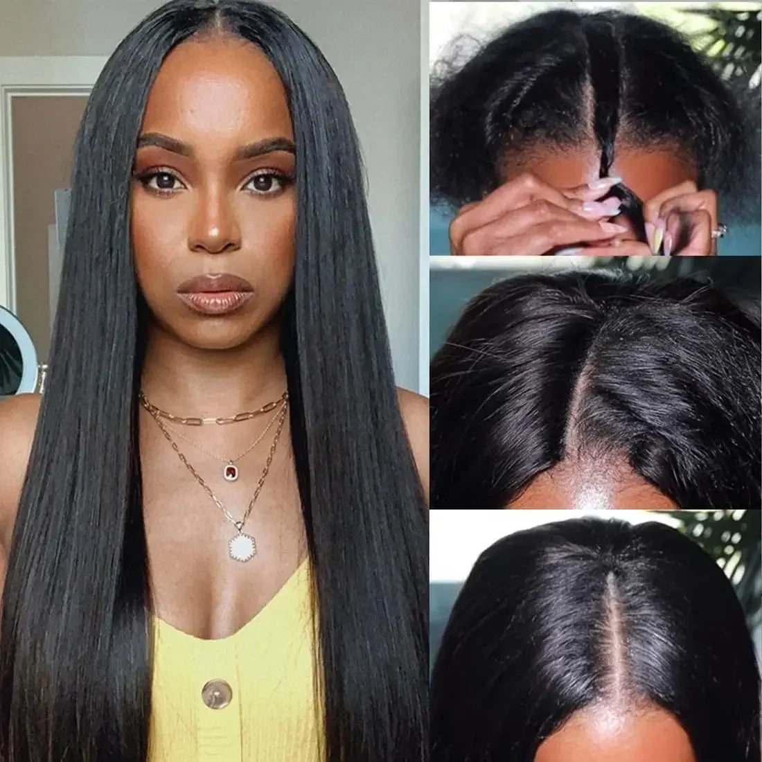 V Part Wig Human Hair No Leave Out Brazilian Straight Hair Wigs For Women U Shape Wig