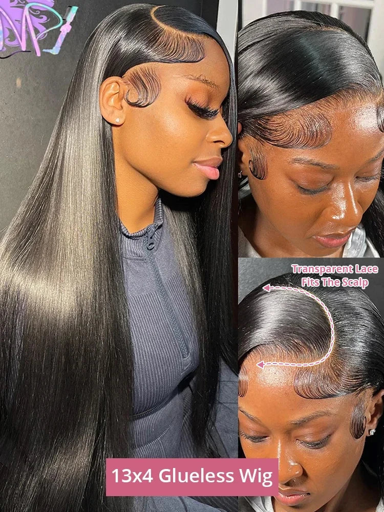 30 40 Inch Bone Straight 7x5 13x4 Glueless Wig Human Hair Ready To Wear HD Lace Frontal Wig