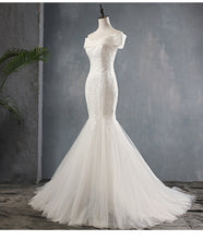 Load image into Gallery viewer, Elegant Sexy Mermaid Off The Should Lace Applique Bride Dress Custom
