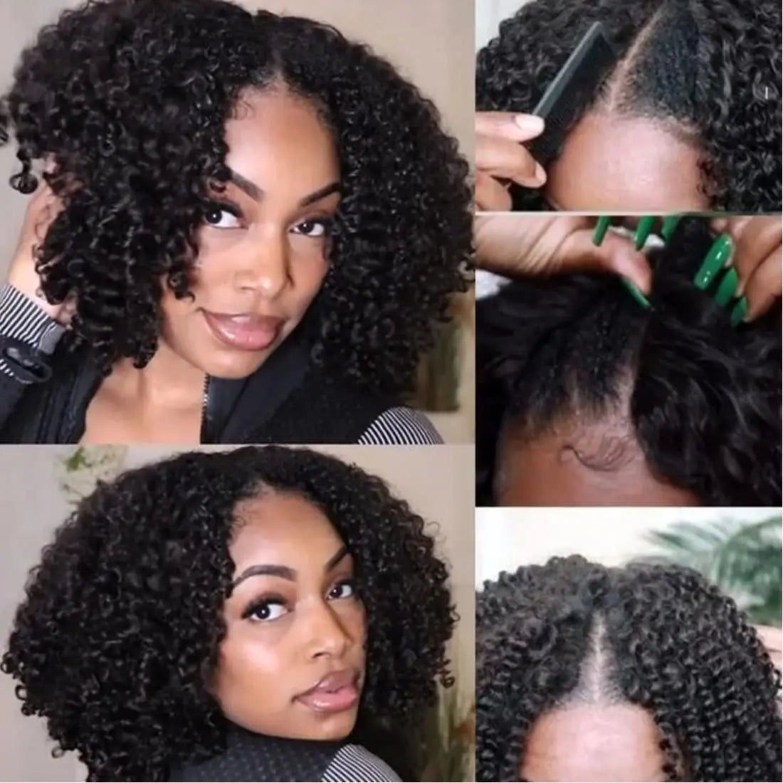 30 40 Inch V Part Wig Human Hair Curly deep wave Glueless Wigs No Leave Out No Glue Natural Black Ready to Wear Brazilian Hair