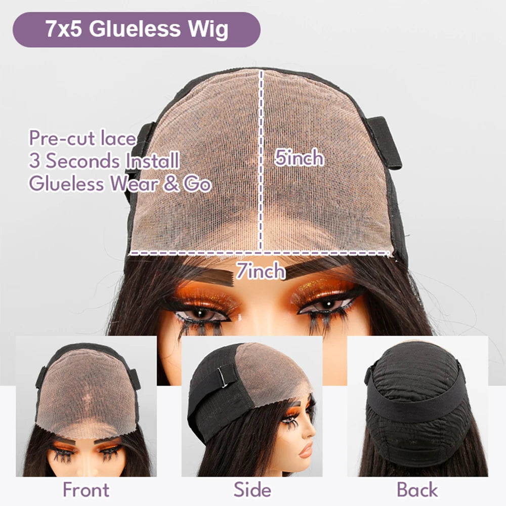 Pre Cut No Glue Water Wave 13x4 Bob Wigs Curly 7x5 Glueless Wig Human Hair Ready To Go