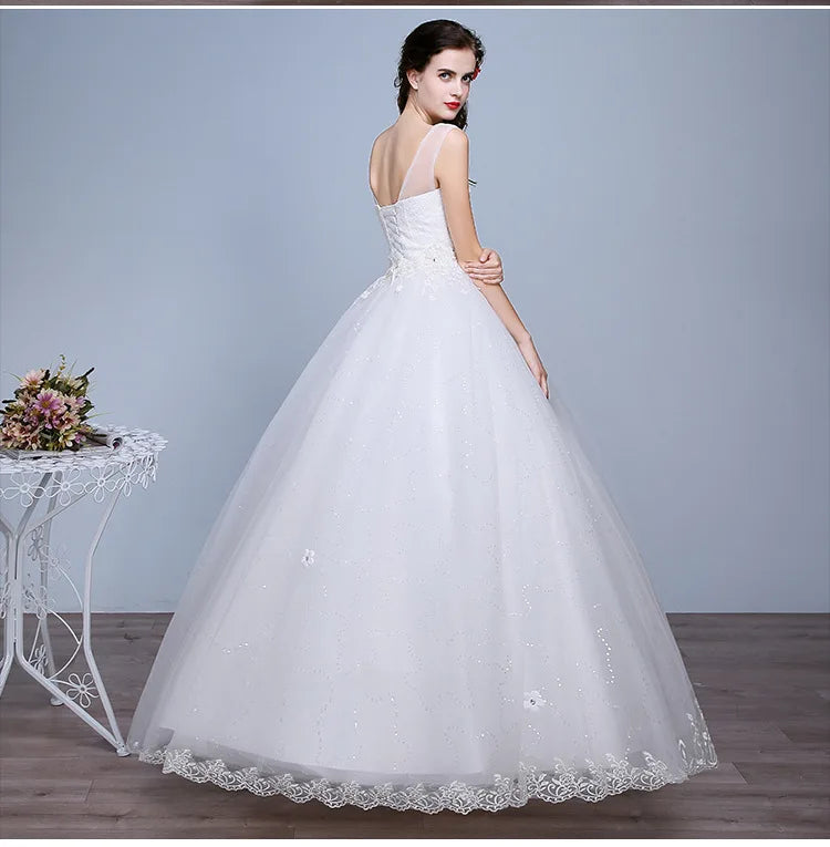 Plus Size Wedding Dresses Puff Sleeve Appliques Lace embroidery Sweetheart Tulle Bride Gown