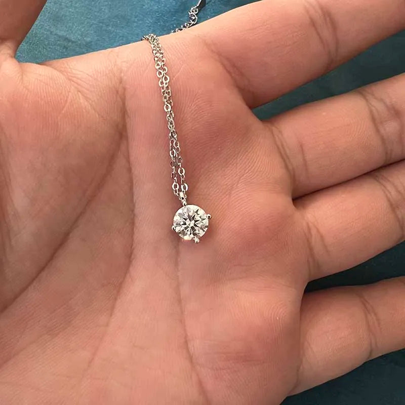 Trendy 925 Sterling Silver 1-3 Carat D Color Moissanite Pendant Necklace
