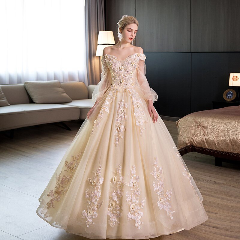 Long Sleeve Quinceanera Dress Off The Shoulder