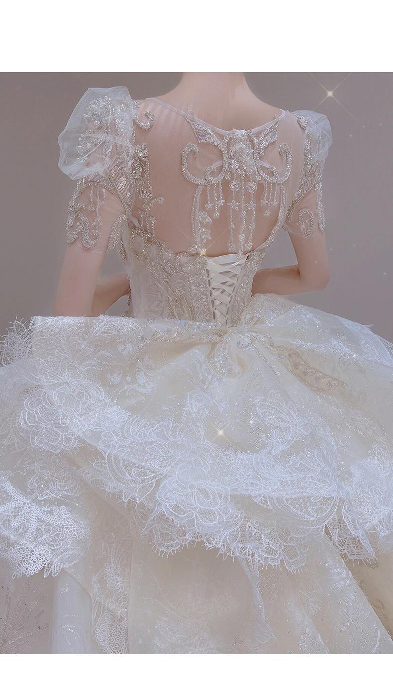 Luxury Vintage Shiny Long Train Big Beading Ball Gown