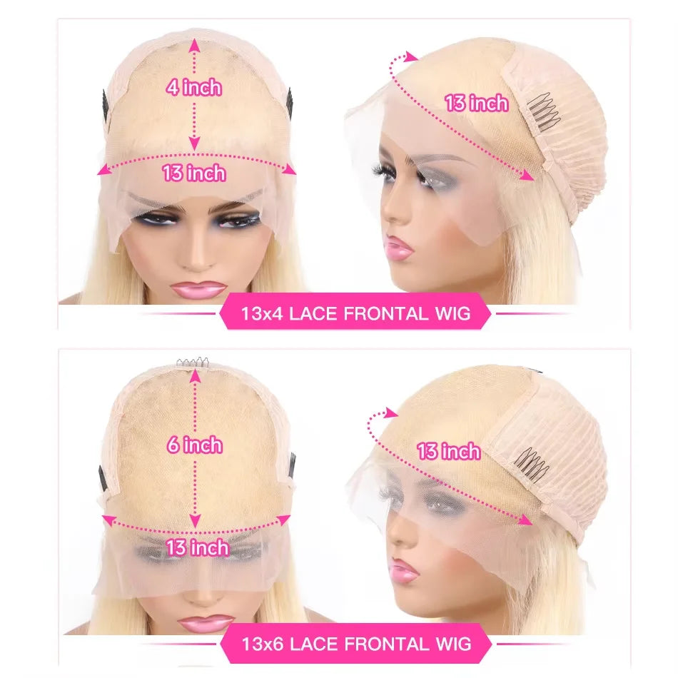 613 Blonde Straight 13x4 13x6 HD Transparent Lace Front Human Hair Wigs