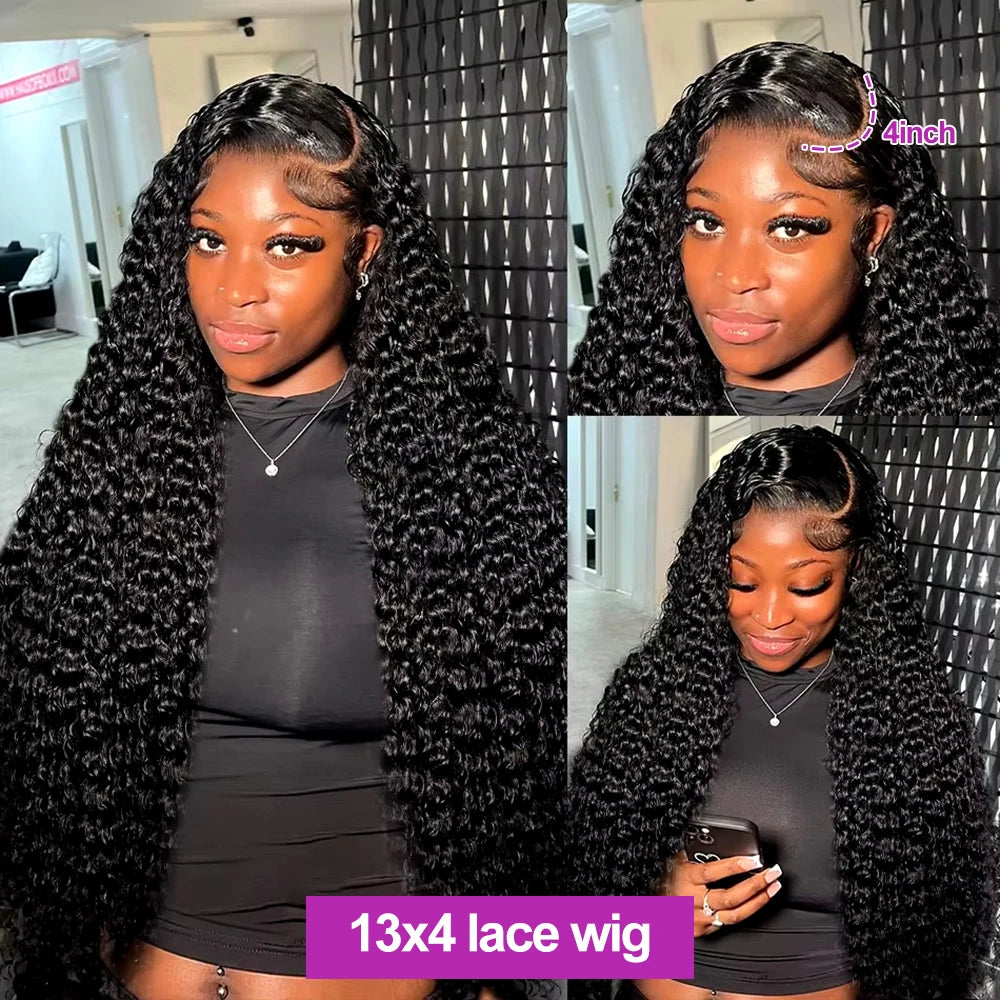 Transparent 250% Density Water Culry Human Hair 40Inch Deep Wave