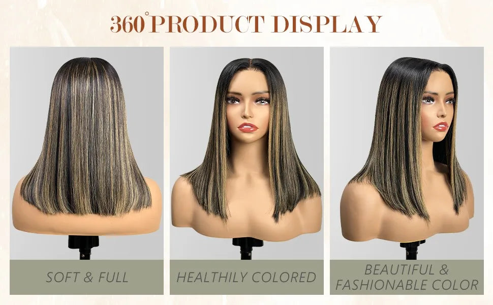 Wear and Go Glueless Bob Wigs Human Hair Pre Plucked Pre Cut P1b/27 10 IN 5x5 HD Lace Closure Wig Highlight 100% Human Hair Wigs