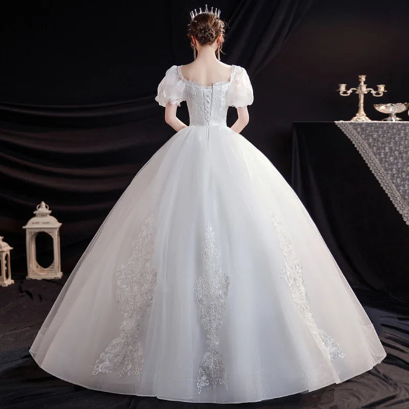 White Ball Gown Women Wedding Dresses Sequins Appliques Elegant Bridal Gowns Formal Occasion