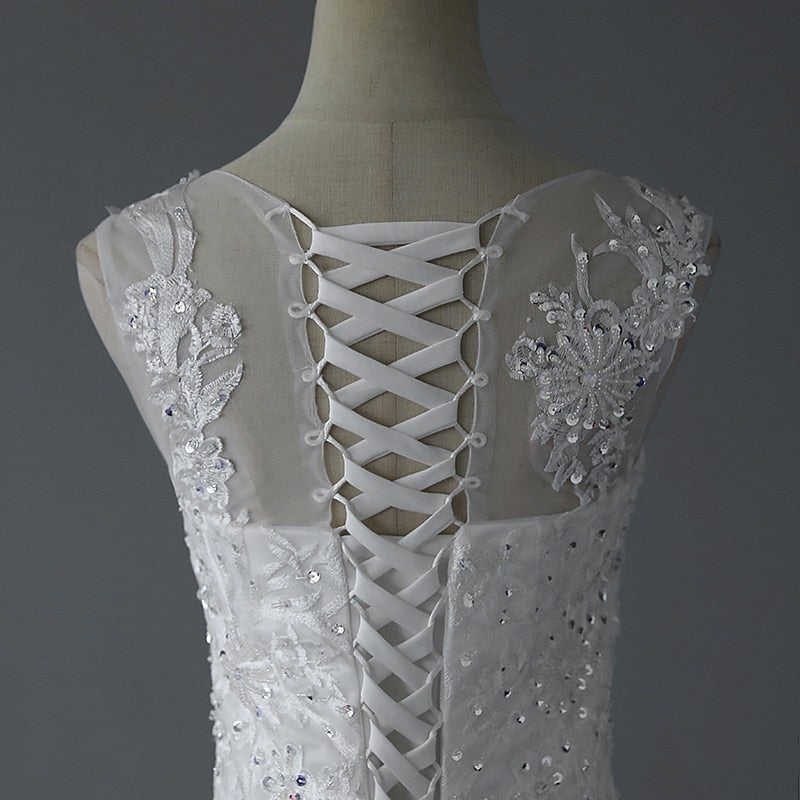 Classic O Neck Mermaid Wedding Dress With Small Train