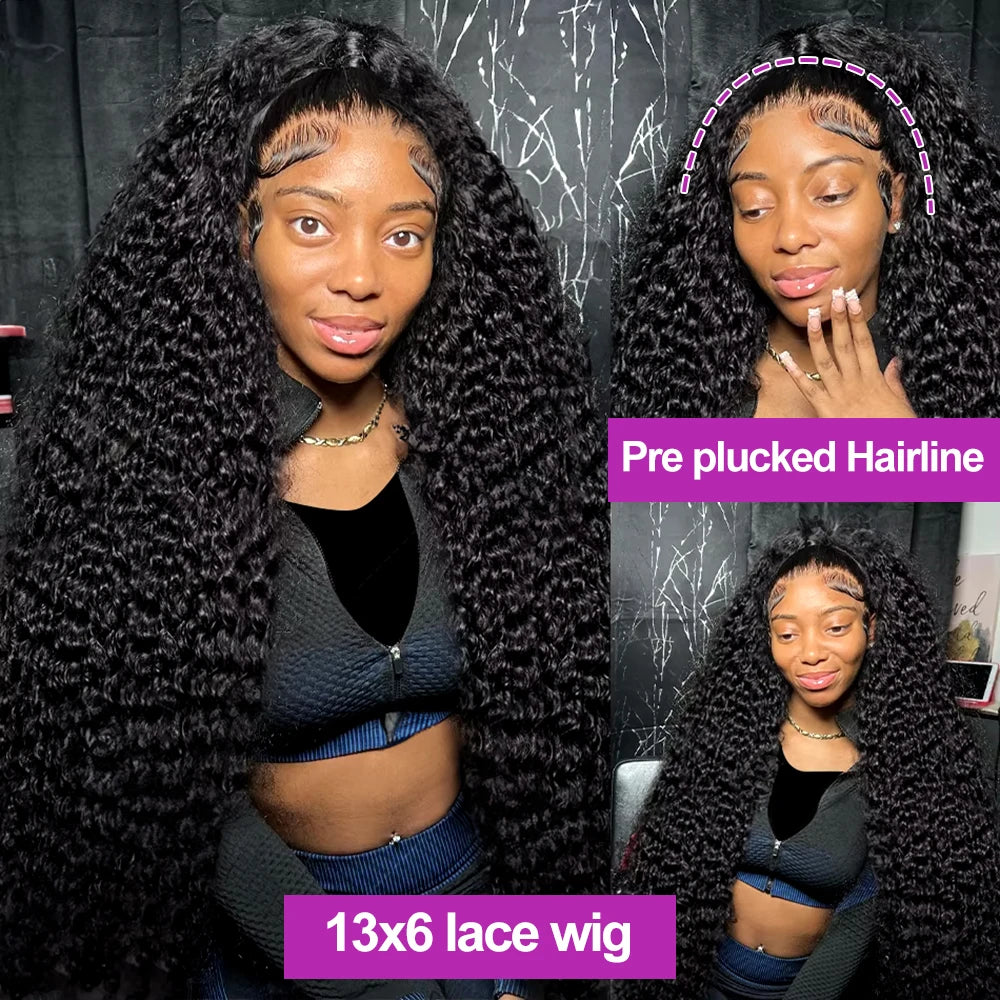Transparent 250% Density Water Culry Human Hair 40Inch Deep Wave