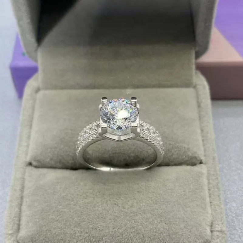 Real 2 Carat 8mm Moissanite Wedding Ring 925 Sterling Silver Band D Color