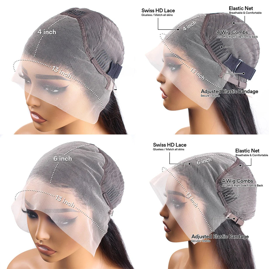 Hd 13x6 Lace Wig Human Hair Curly Wig 40 Inch Brazilian Pre Plucked