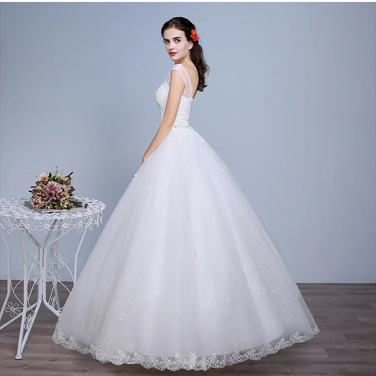 Plus Size Wedding Dresses Puff Sleeve Appliques Lace embroidery Sweetheart Tulle Bride Gown