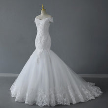Load image into Gallery viewer, Handmade Beading Mermaid Wedding Dress Off The Shoulder Lace Embroidery
