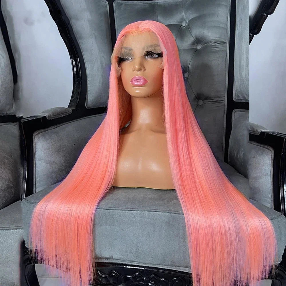 pink straight hd lace frontal wig 13x6 wig humain hair