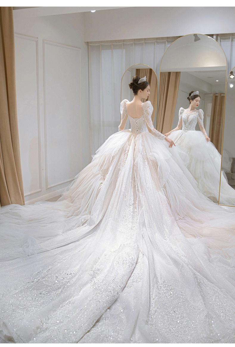 Beading Wedding Dress Sexy See Through Deep V Neck Bride Dress