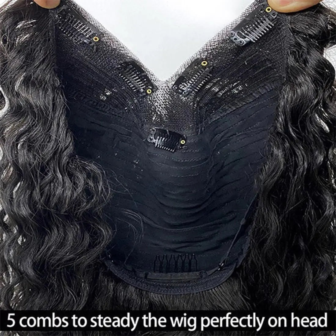 30 40 Inch V Part Wig Human Hair Curly deep wave Glueless Wigs No Leave Out No Glue Natural Black Ready to Wear Brazilian Hair