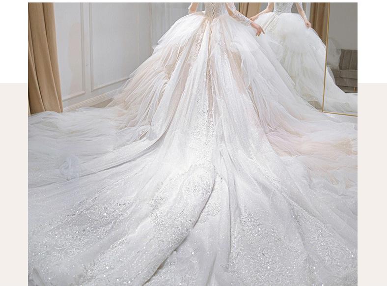 Beading Wedding Dress Sexy See Through Deep V Neck Bride Dress