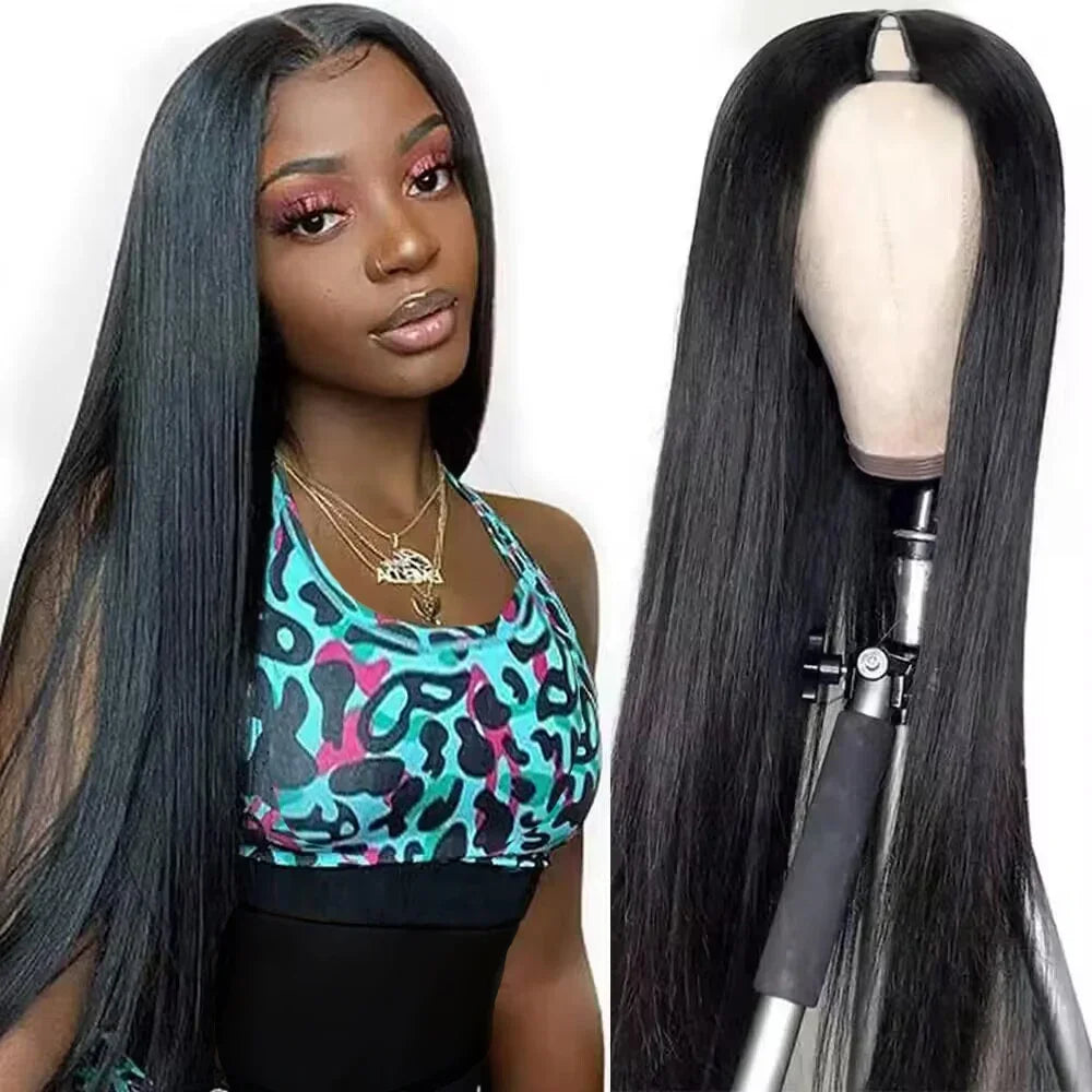 V Part Wig Human Hair No Leave Out Brazilian Straight Hair Wigs For Women U Shape Wig