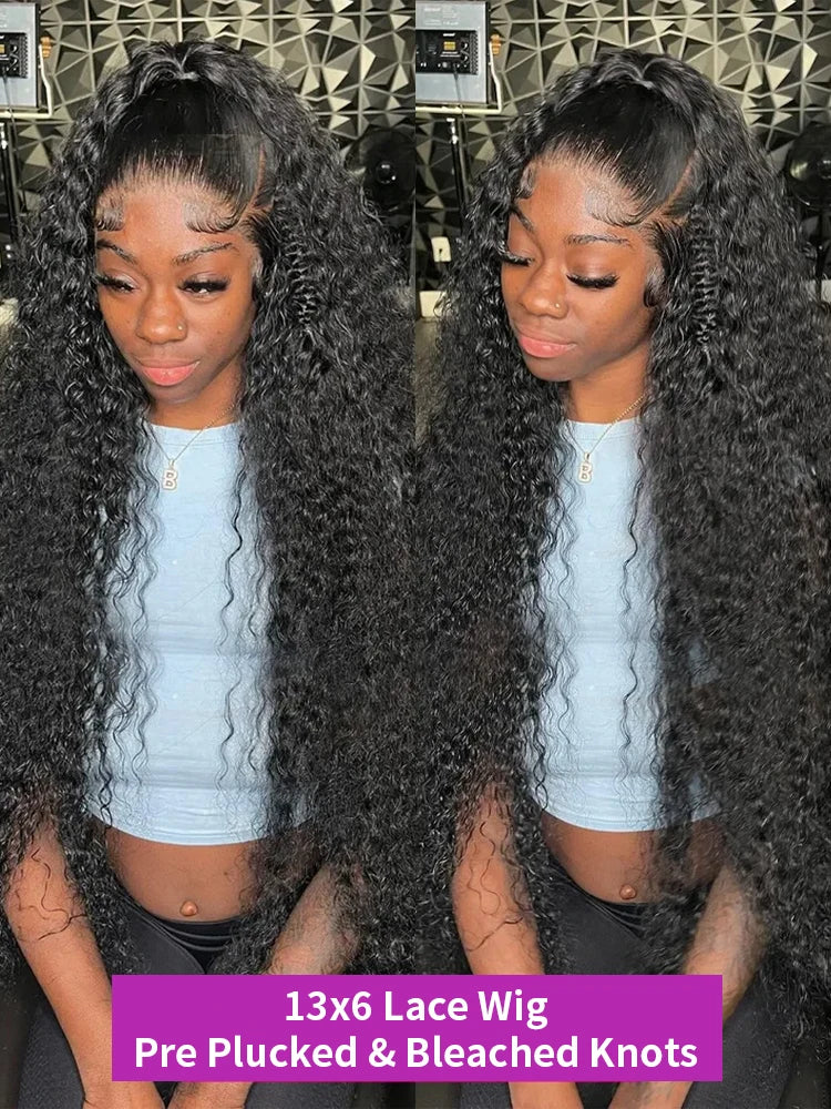 Transparent 250% Density Water Culry Human Hair 40Inch Deep Wave