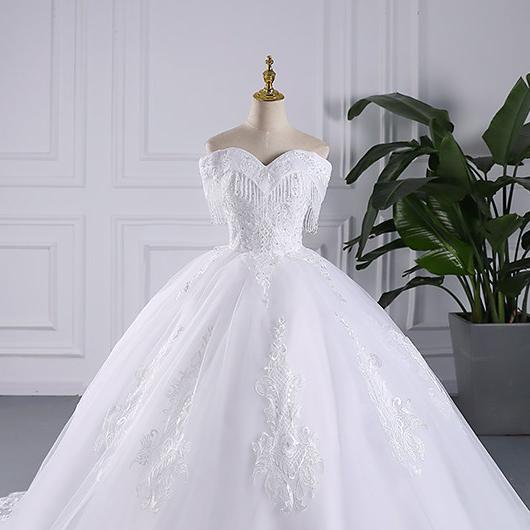 Sleeveless Lace Off The Shoulder Sweep Brush Train Lace Up Ball Gown