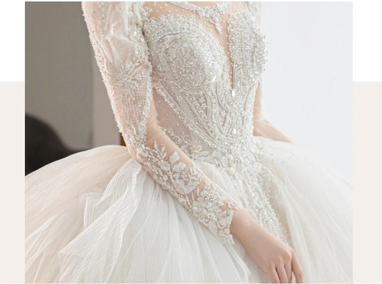 Beading Wedding Dress Sexy See Through Deep V Neck Bride Dress
