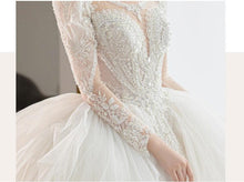 Load image into Gallery viewer, Beading Wedding Dress Sexy See Through Deep V Neck Bride Dress
