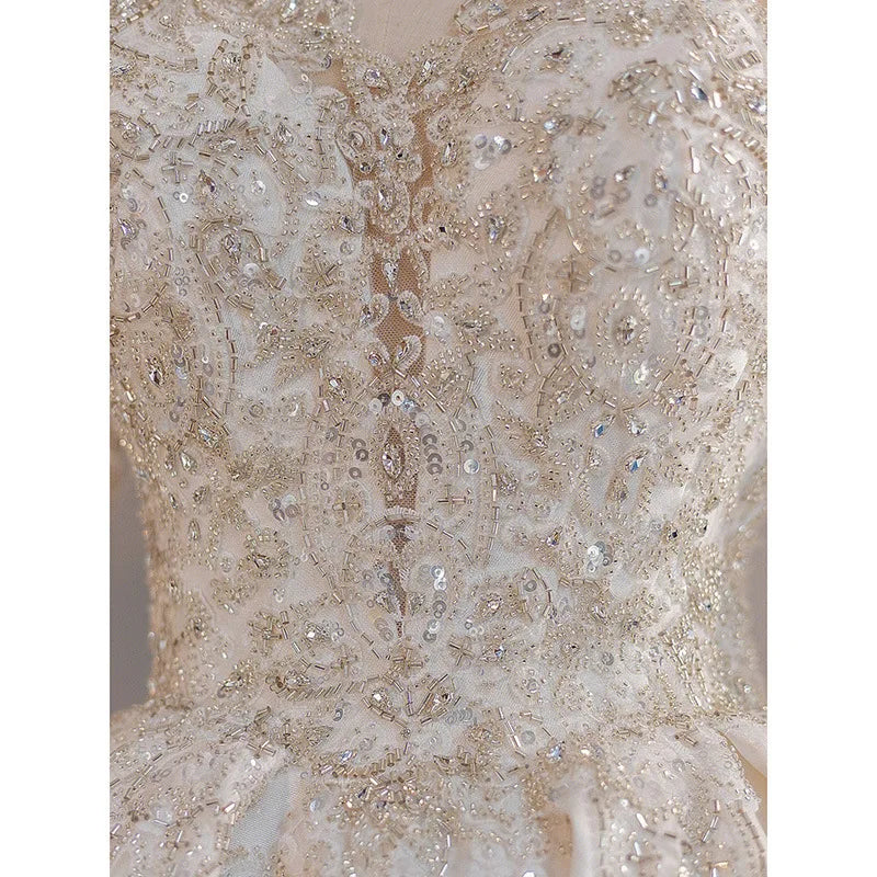Elegant Ball Gown Women Wedding Dresses Sequins Beads Long Sleeves Bridal Gowns Formal Occasion Vestido De Noiva robe de mariée