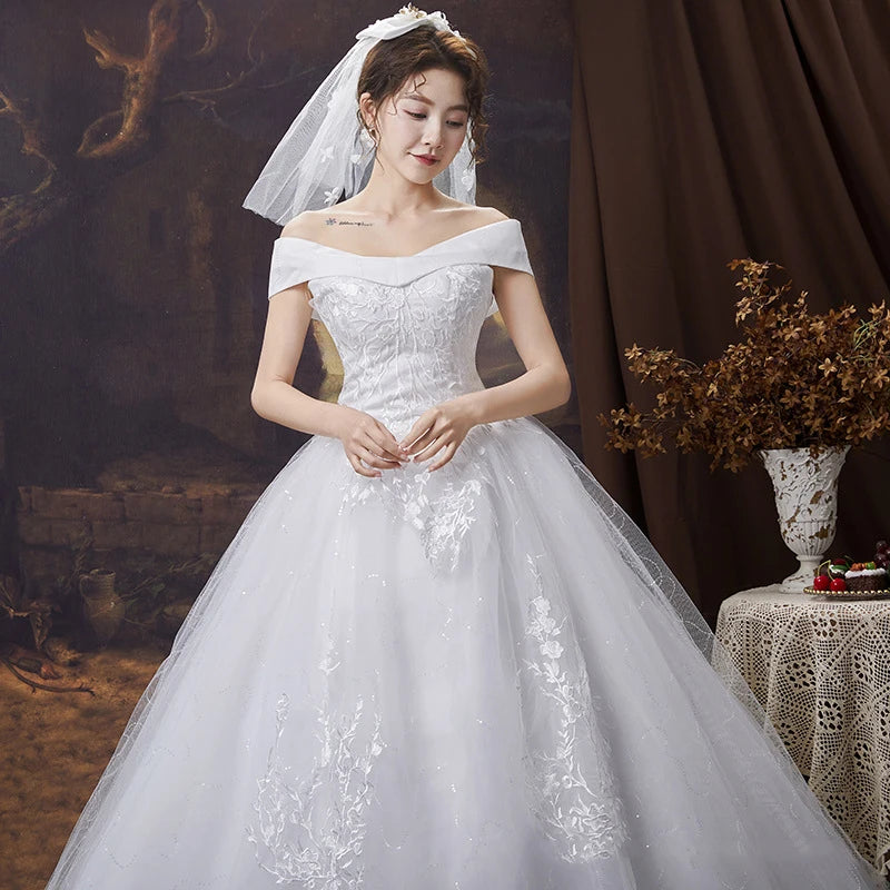 Ball Gown Women Wedding Dresses Off Shoulder Court Train