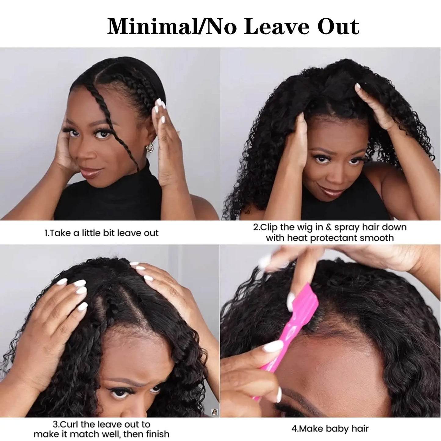 30 40 Inch V Part Wig Human Hair Curly deep wave Glueless Wigs No Leave Out No Glue Natural Black Ready to Wear Brazilian Hair