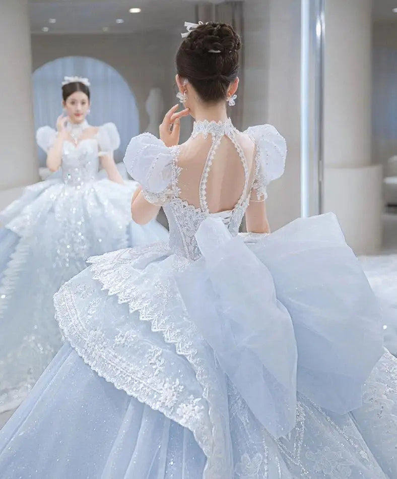 Luxury Blue Wedding Dress Ice And Snow Dress