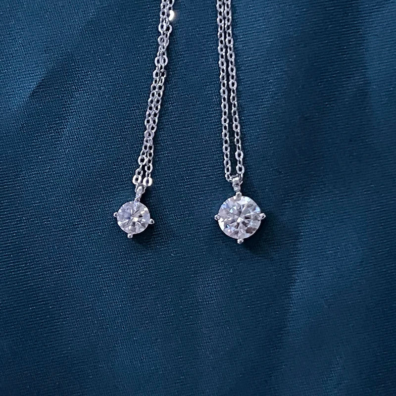 Trendy 925 Sterling Silver 1-3 Carat D Color Moissanite Pendant Necklace
