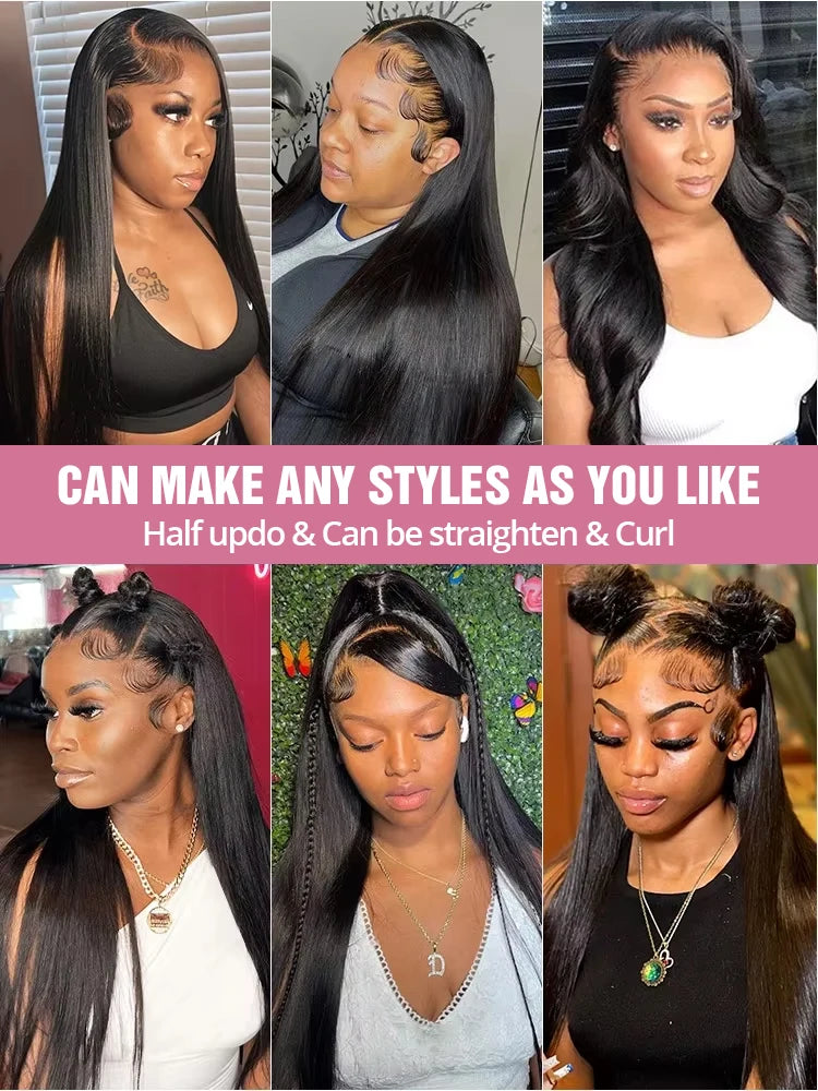 30 40 Inch Bone Straight 7x5 13x4 Glueless Wig Human Hair Ready To Wear HD Lace Frontal Wig