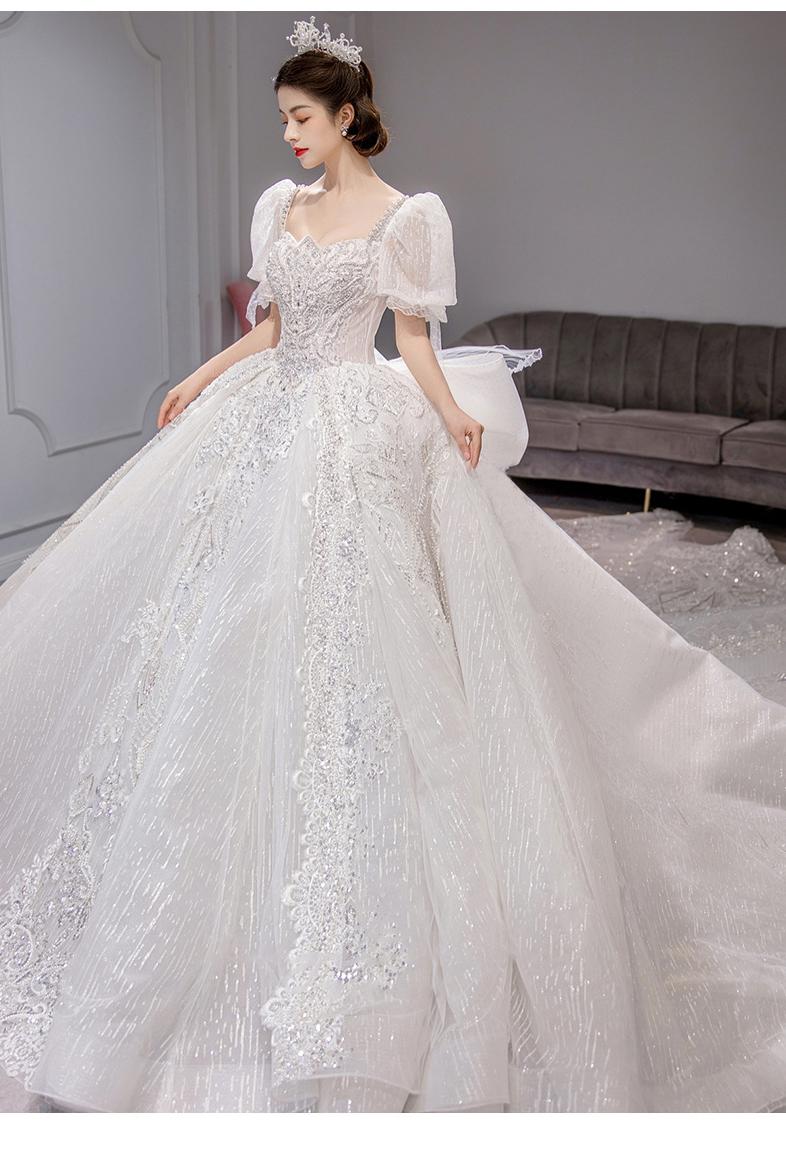 Short Puff Sleeve Bridal Embroidered Organza And Tulle Sweetheart Heart Lace Wedding Gowns