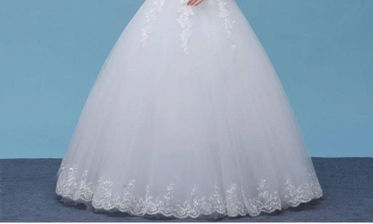 Lace A- Line O-neck Wedding Dresses Cheap Floor Length Ivory Bride Gowns Custom Made