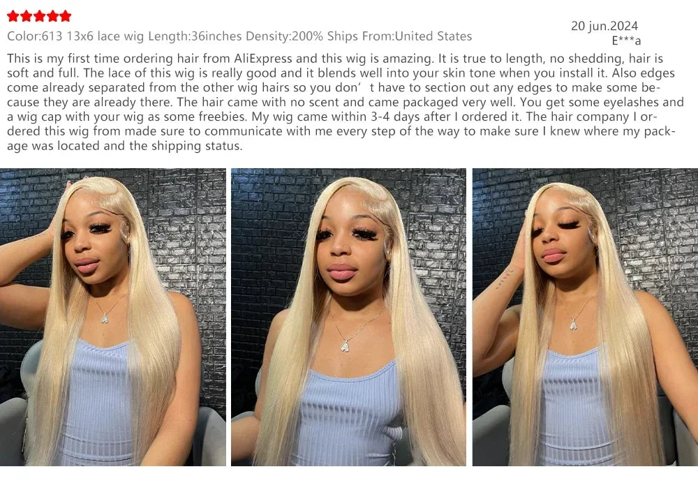613 Blonde Straight 13x4 13x6 HD Transparent Lace Front Human Hair Wigs