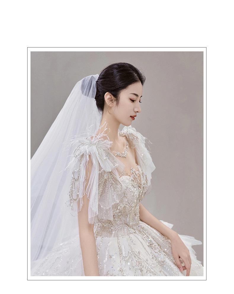 Luxury Wedding Dress Lace Embroidery Backless Sweep Train Custom Made