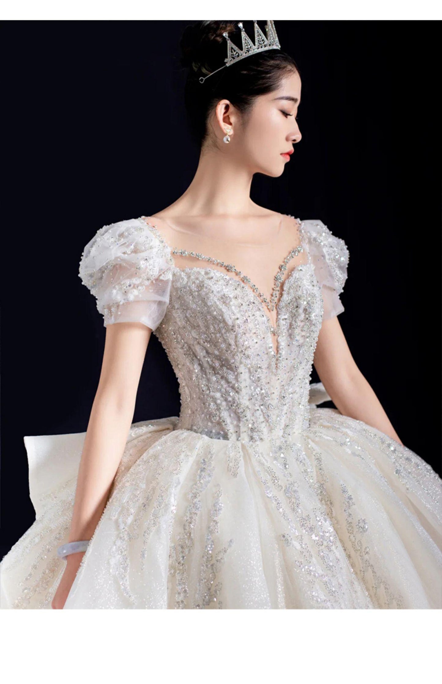 Luxury Off The Shoulder Lace Up Bridal Ball Gown