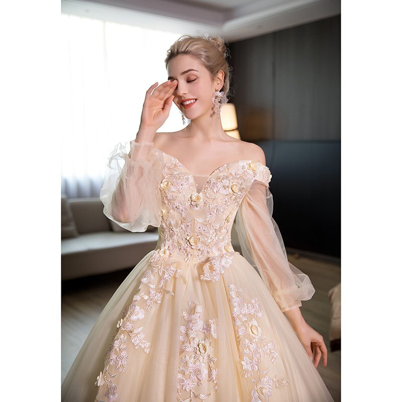 Long Sleeve Quinceanera Dress Off The Shoulder