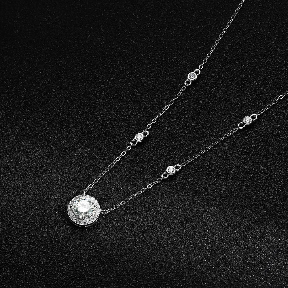 D Color 1ct Moissanite 925 Sterling Silver Starlight Necklaces
