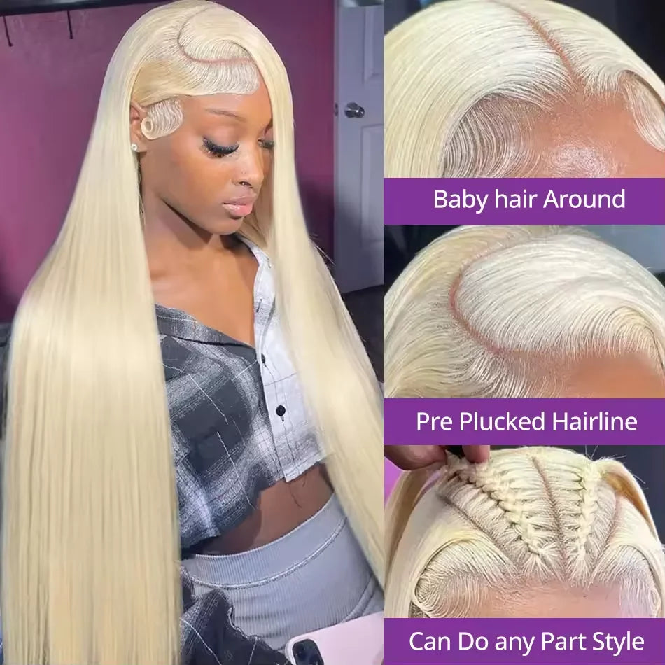 613 Blonde Straight 13x4 13x6 HD Transparent Lace Front Human Hair Wigs