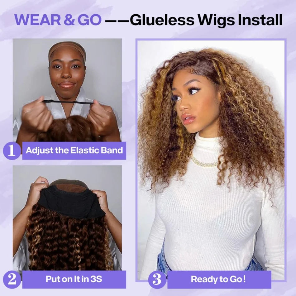 Bob Wig Human Hair 100% Highlight Ombre 5X5 Hd Lace Closure Wig Curly Short