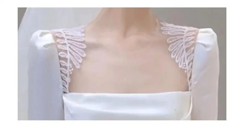 Square Collar Bridal Dress With Long Sleeve Wedding Dresses Ball Gown