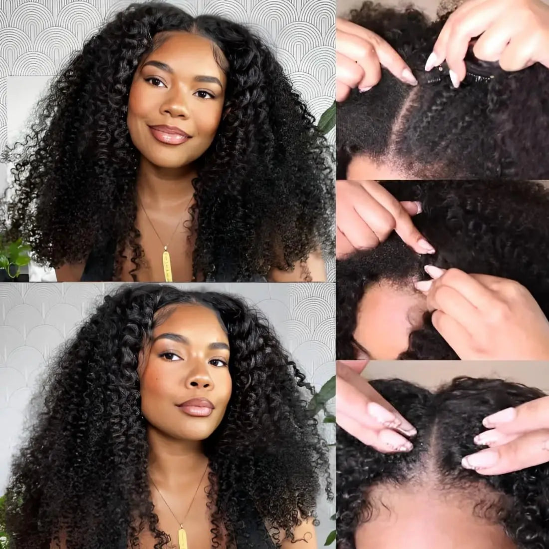 30 40 Inch V Part Wig Human Hair Curly deep wave Glueless Wigs No Leave Out No Glue Natural Black Ready to Wear Brazilian Hair