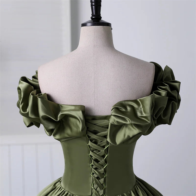New Off Shoulder Satin Quinceanera Dresses Party Prom Ball Gown Classic Custom color or Plus Szie